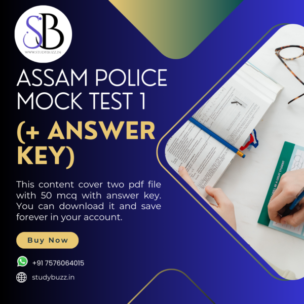 ADRE/ ASSAM POLICE MOCK TEST 1 (+ Answer Key)